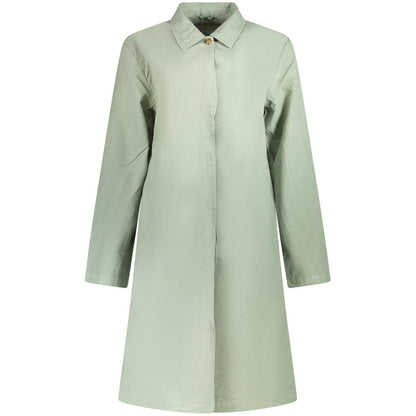 Trench Coat by North Sails for women in cotton green features an dramatic silhouette, perfectly showcasing the elegant and sophisticated pockets for a truly dramatic aesthetic.