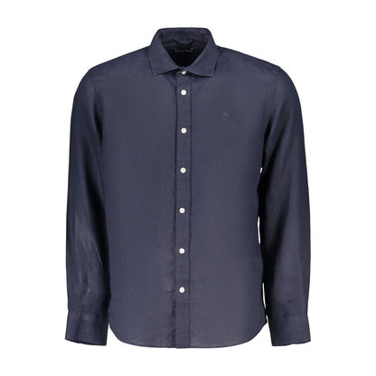 Dress Shirt by North Sails for men in linen blue showcases a sublime silhouette, artfully detailed with a sublime spread-collar neckline and long-sleeve for a sophisticated, sublime finish.