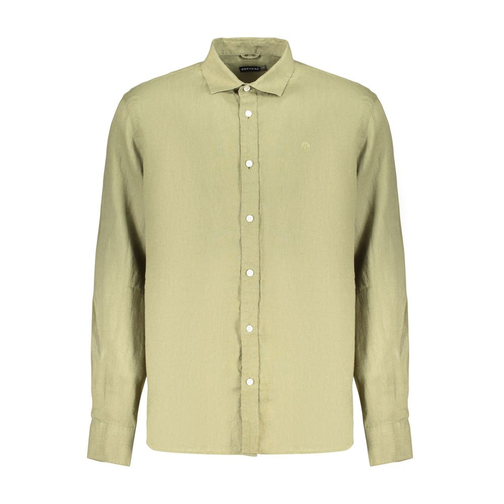 Dress Shirt by North Sails for men in linen green, featuring a nuanced long-sleeve and nuanced spread-collar neckline for a sophisticated finish.