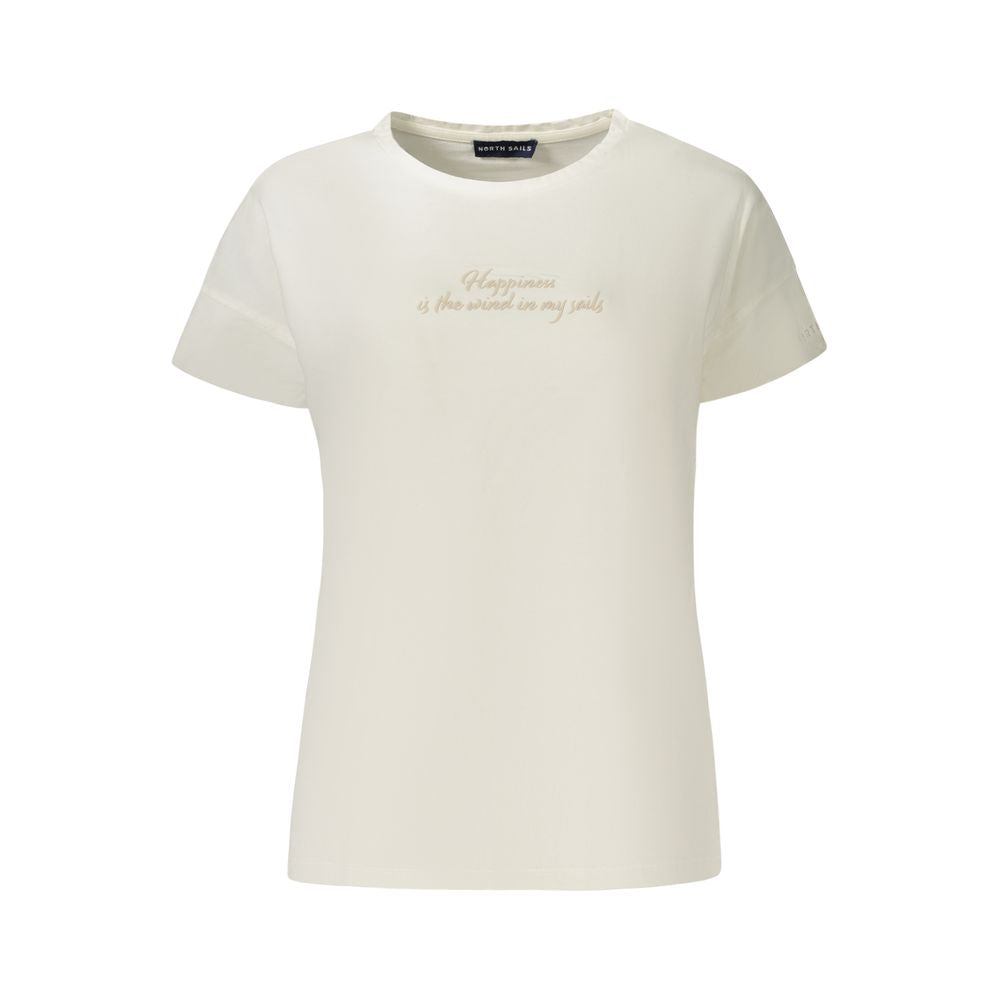 T-Shirt by North Sails for women in cotton white & print showcases a dramatic silhouette, elegantly detailed with a dramatic crew neckline and for a truly dramatic finish.