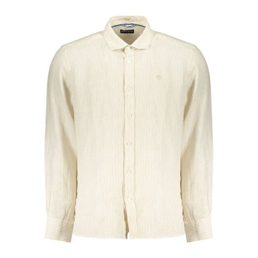 Shirt by North Sails for men in linen beige & striped showcases a sleek silhouette, elegantly detailed with a sleek and long-sleeve for a sleek finish.