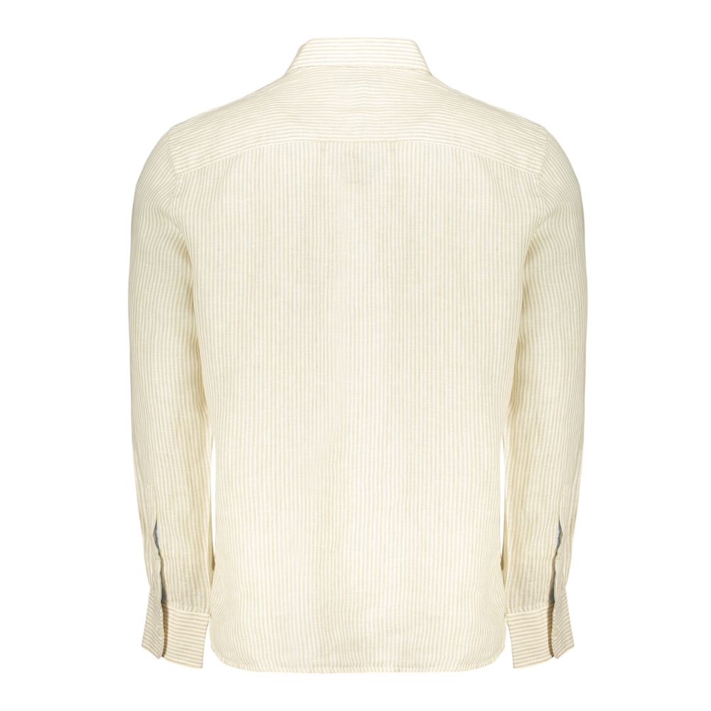 Shirt by North Sails for men in linen beige & striped features an architectural silhouette with a refined and elegant for a architectural look.