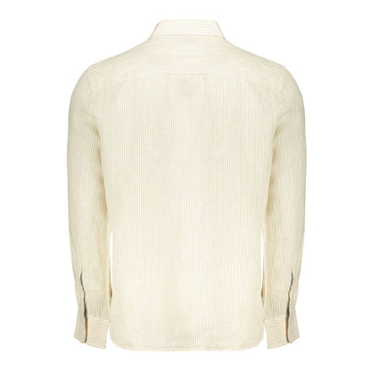 Shirt by North Sails for men in linen beige & striped features an architectural silhouette with a refined and elegant for a architectural look.