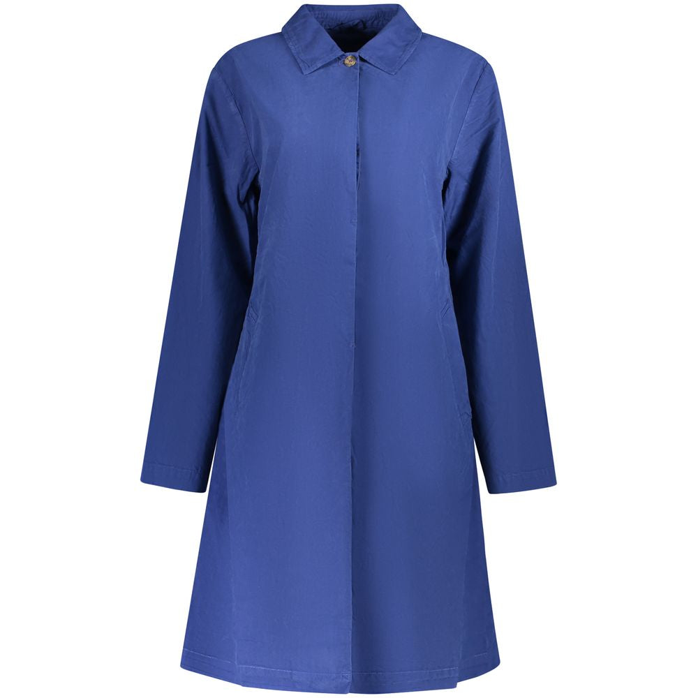 Trench Coat by North Sails for women in cotton blue presents a utilitarian silhouette, showcasing a utilitarian and sophisticated pockets for a truly utilitarian look.