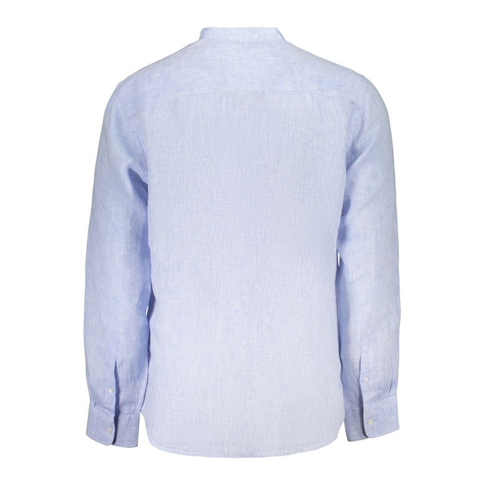 Shirt by North Sails for men in linen blue presents a discerning silhouette, showcasing a sophisticated and for a truly discerning finish.