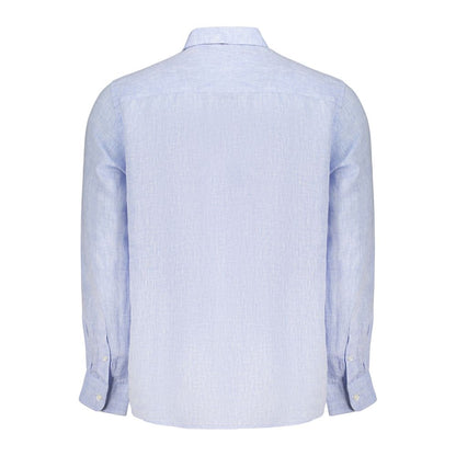 Dress Shirt by North Sails for men in linen azzurro showcases a sublime silhouette, artfully detailed with a sublime and for a sophisticated, sublime finish.