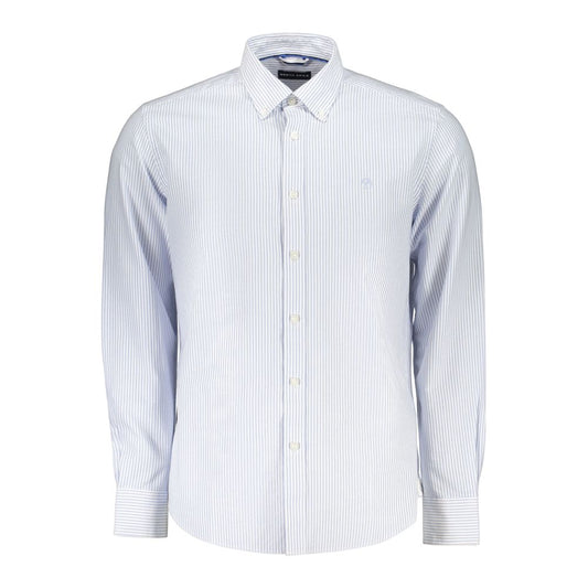 Shirt by North Sails for men in cotton azzurro & striped features an architectural silhouette with a refined long-sleeve and elegant button-down-collar neckline for a architectural look.