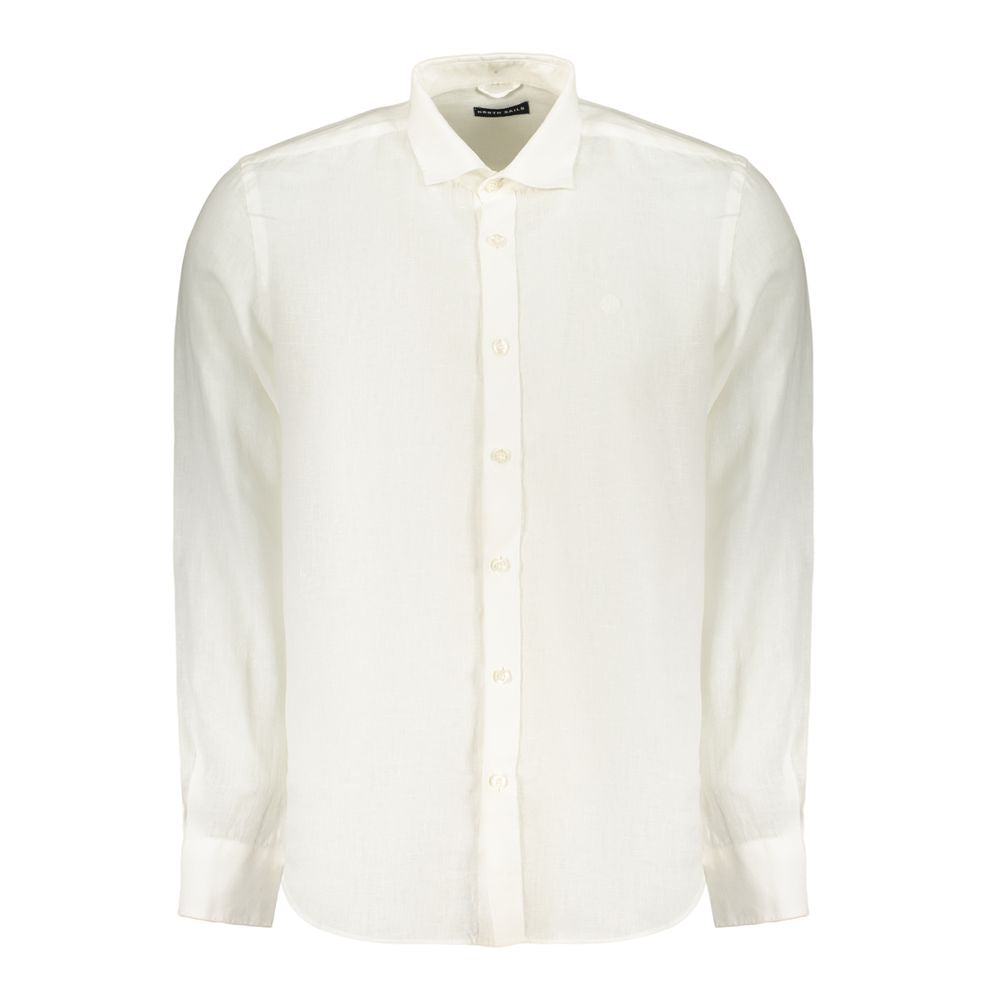 Dress Shirt by North Sails for men in linen white, featuring a nuanced long-sleeve and nuanced spread-collar neckline for a sophisticated finish.