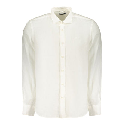 Dress Shirt by North Sails for men in linen white, featuring a nuanced long-sleeve and nuanced spread-collar neckline for a sophisticated finish.