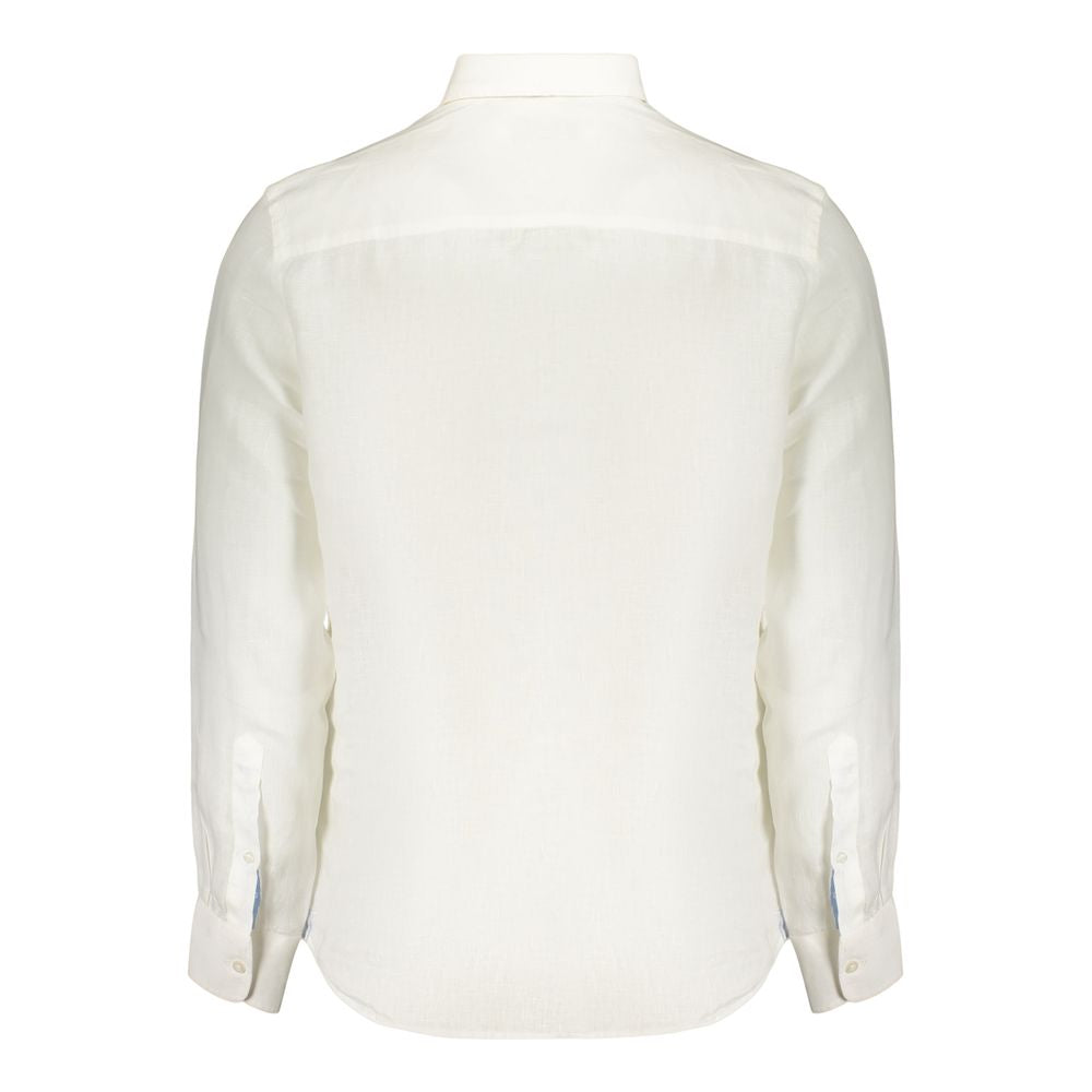 Dress Shirt by North Sails for men in linen white features an polished silhouette, showcasing a sophisticated and detail for a truly polished finish.