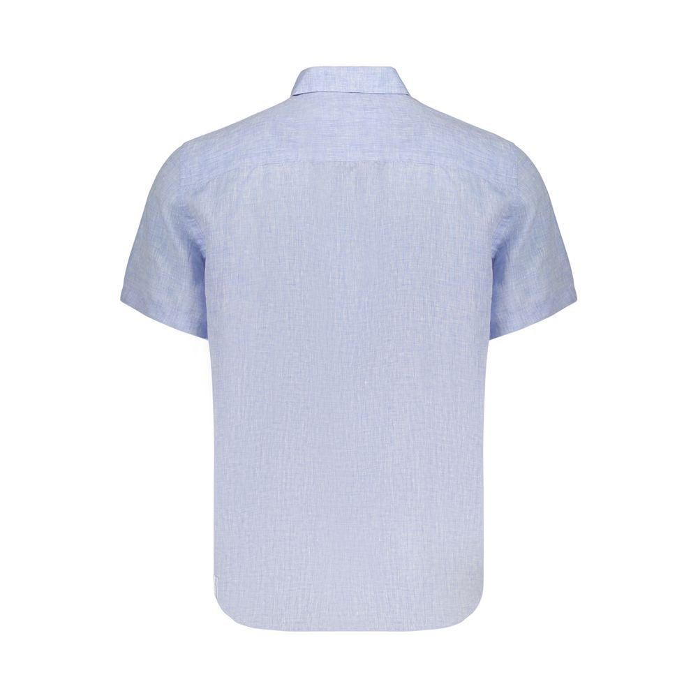 Shirt by North Sails for men in linen azzurro showcases a sleek silhouette, elegantly detailed with a sleek spread-collar neckline and for a sleek finish.