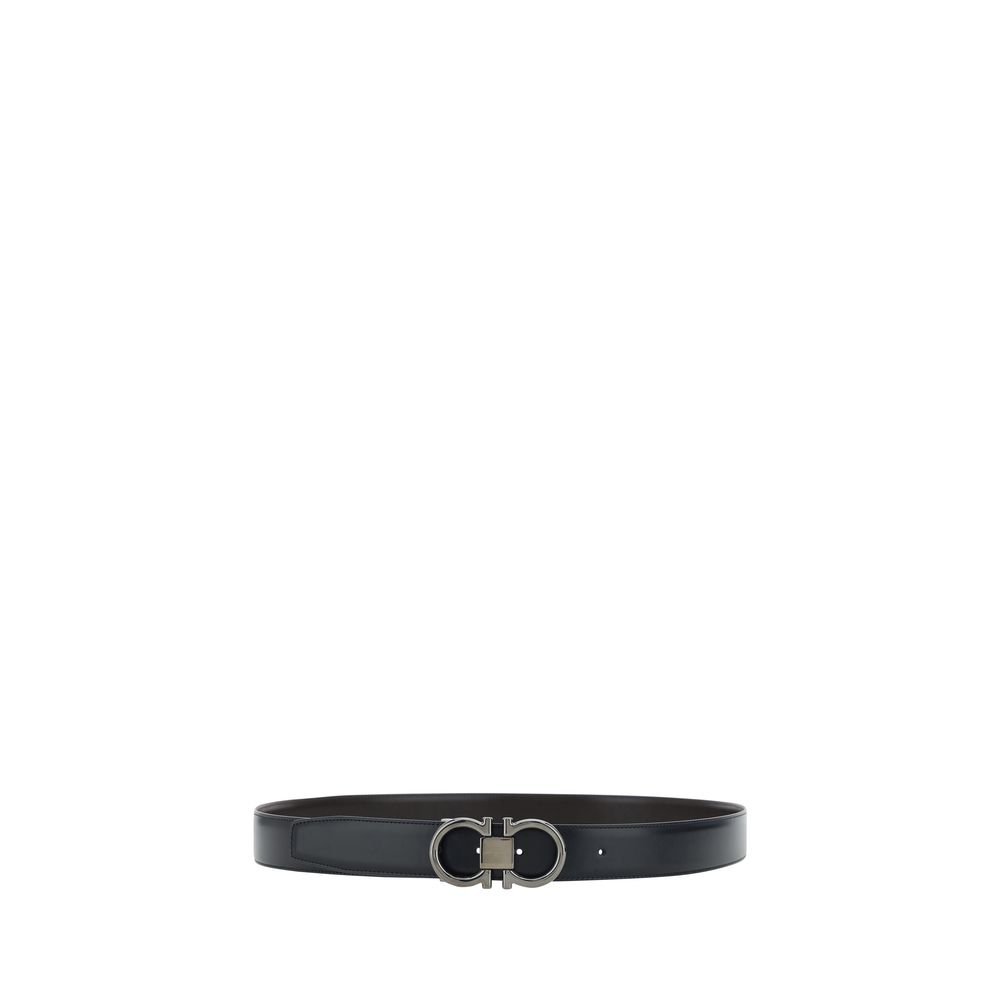 Belt by Ferragamo for men in bos taurus calf leather black features an artisanal silhouette, showcasing the artisanal craftsmanship of the Gancini Bos Taurus Calf Leather Belt collection for a artisanal finish.