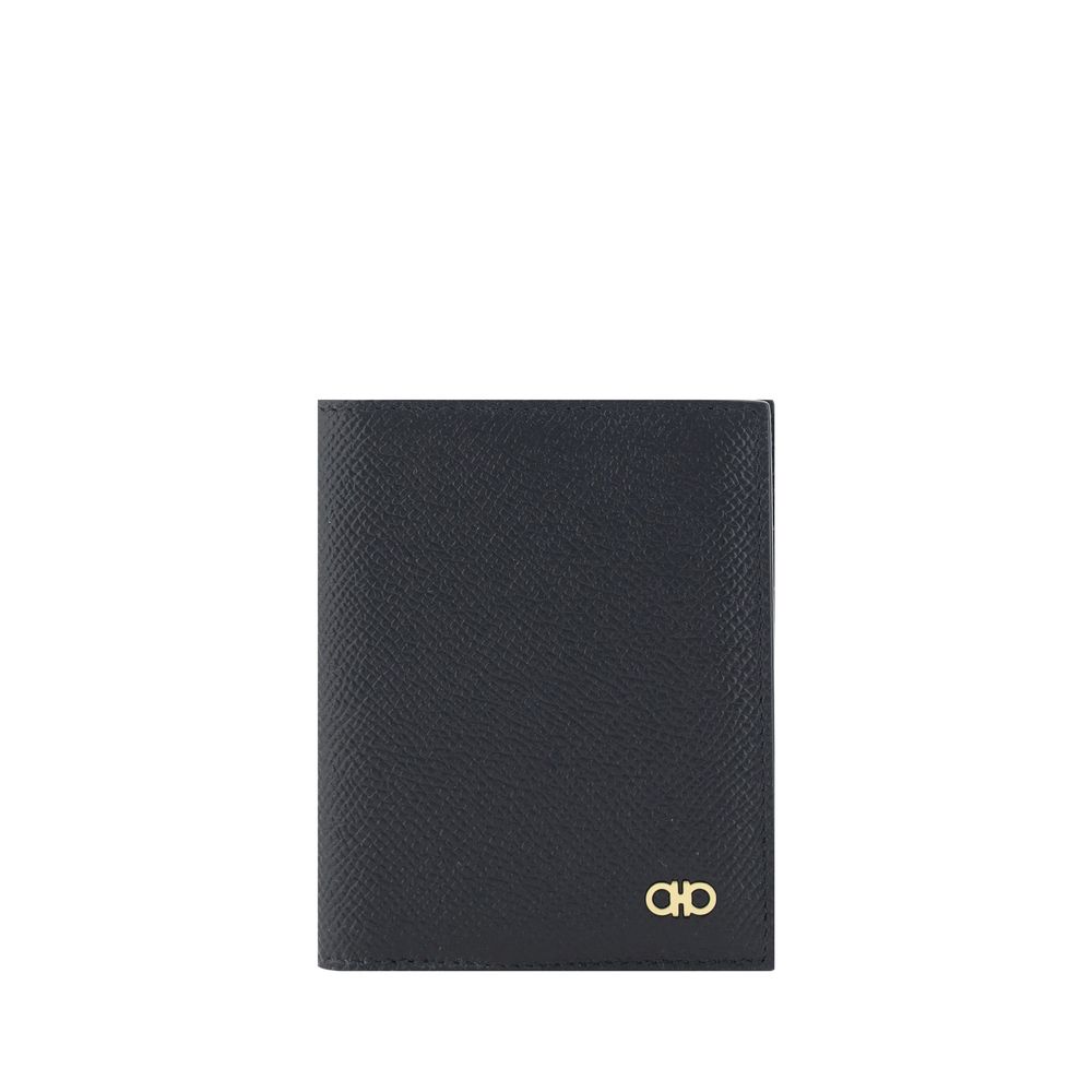 Cardholder Wallet by Ferragamo for men in bos taurus calf leather black & signature features a sleek silhouette, showcasing the sleek Bos Taurus Calf Leather Cardholder Wallet design with sophisticated card-organization compact-design billfold for a premium look.