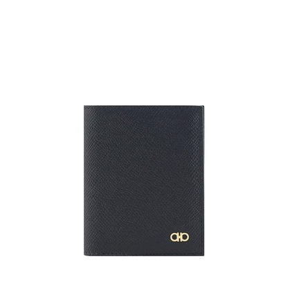 Cardholder Wallet by Ferragamo for men in bos taurus calf leather black & signature features a sleek silhouette, showcasing the sleek Bos Taurus Calf Leather Cardholder Wallet design with sophisticated card-organization compact-design billfold for a premium look.