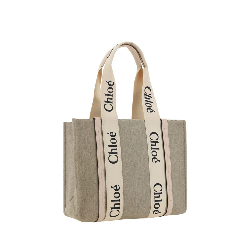 Shoulder Handbag by Chloé for women in linen & leather beige, signature & monogram features a signature silhouette, showcasing a secure and signature with versatile shoulder-strap, handle & adjustable-strap for a sophisticated look.