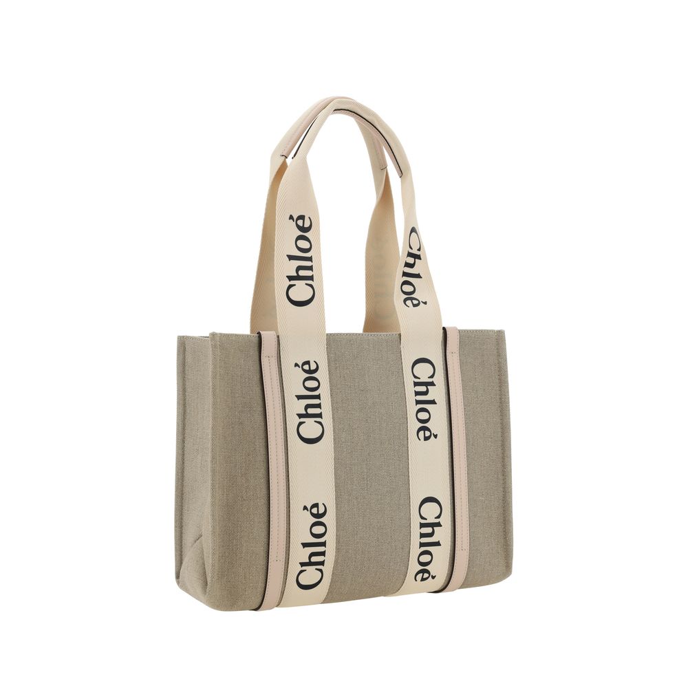 Shoulder Handbag by Chloé for women in linen & leather beige, signature & monogram features a contemporary silhouette, showcasing a secure , ample , and contemporary shoulder-strap, handle & adjustable-strap for a sophisticated look.