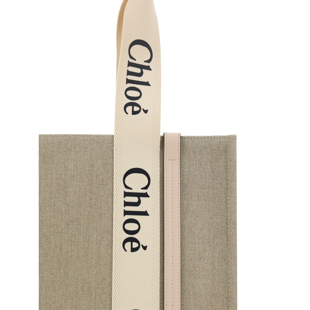 Shoulder Handbag by Chloé for women in linen & leather beige, signature & monogram features a signature silhouette, showcasing a secure and signature with versatile shoulder-strap, handle & adjustable-strap for a sophisticated look.