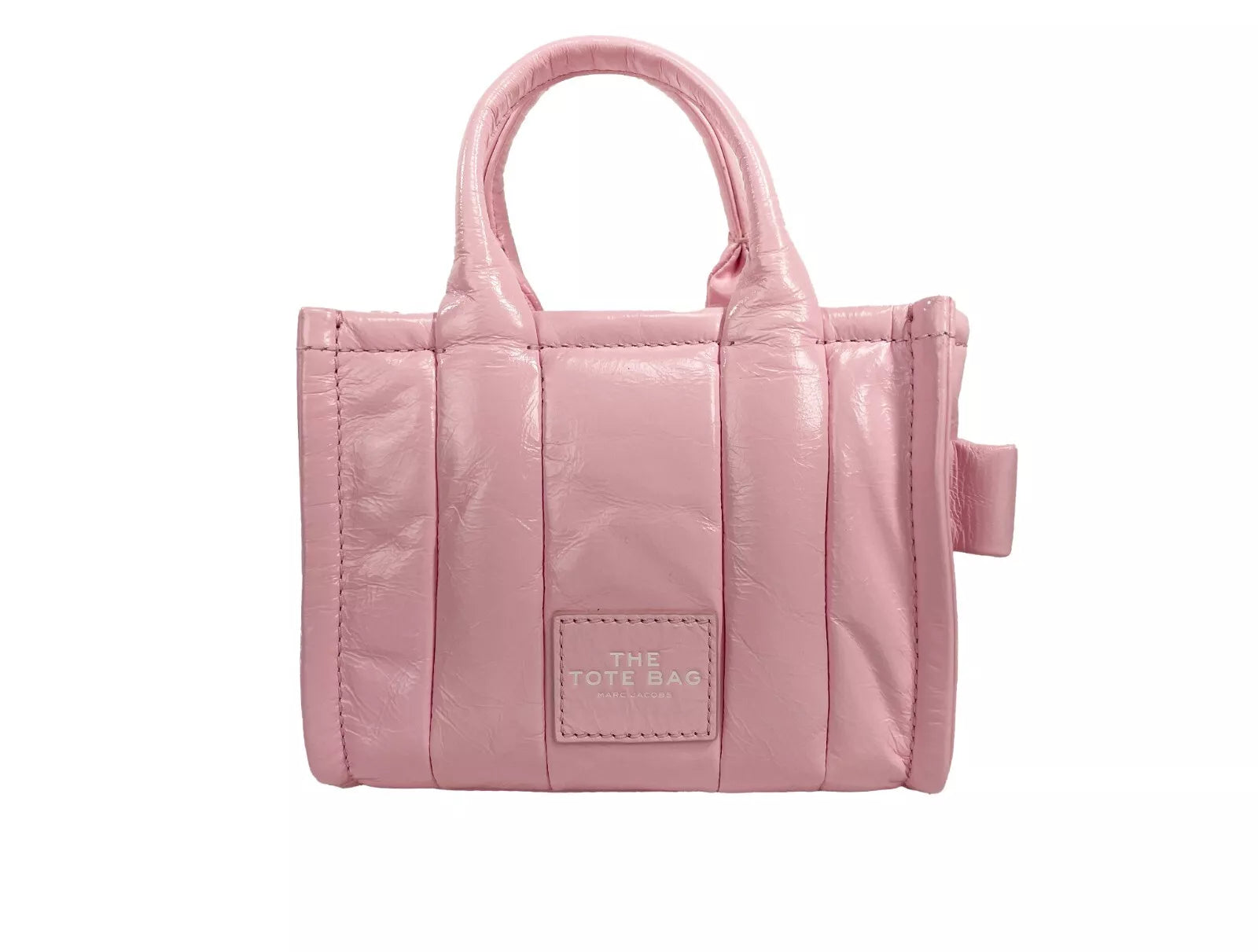 Micro Crossbody Evening Tote Handbag by Marc Jacobs for women in ostrich leather pink & silver features an multi-faceted design with a secure zipper, ample , and versatile crossbody-strap, adjustable-strap, detachable-strap & handle for a multi-faceted finish.