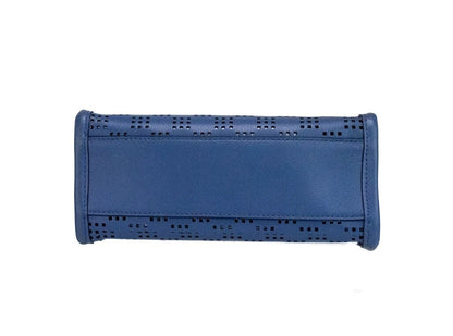 Mini Crossbody Tote Handbag by Marc Jacobs for women in pebbled leather blue, green & silver features a versatile chic silhouette, meticulously detailed with a secure zipper, ample , and versatile crossbody-strap, adjustable-strap, detachable-strap & handle.