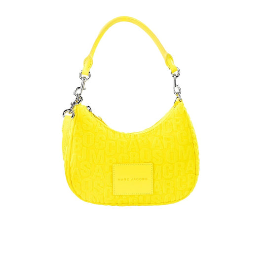 Small 2-in-1 Shoulder & Crossbody Crescent Hobo Bag by Marc Jacobs for women in polyester & nylon silver, patterned, signature & monogram showcases a statuesque silhouette, artfully detailed with a secure zipper, organized , and versatile crossbody-strap, shoulder-strap, adjustable-strap & detachable-strap for a statuesque look.