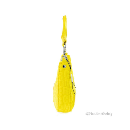 Small 2-in-1 Shoulder & Crossbody Crescent Hobo Bag by Marc Jacobs for women in polyester & nylon silver, patterned, signature & monogram features a statuesque silhouette, showcasing a secure zipper and statuesque with versatile crossbody-strap, shoulder-strap, adjustable-strap & detachable-strap for a statuesque finish.