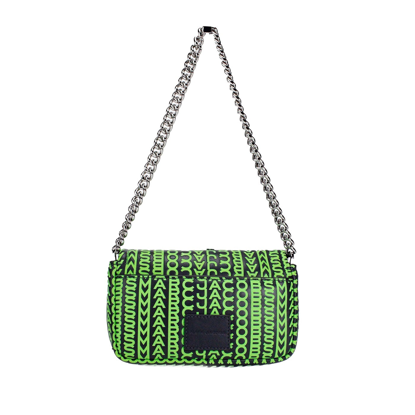 Mini 2-in-1 Shoulder & Crossbody Handbag by Marc Jacobs for women in leather green, silver, patterned & monogram features a multifaceted silhouette, showcasing a secure zipper & magnetic and multifaceted cardholder with versatile crossbody-strap, shoulder-strap, adjustable-strap & detachable-strap for multifaceted style.