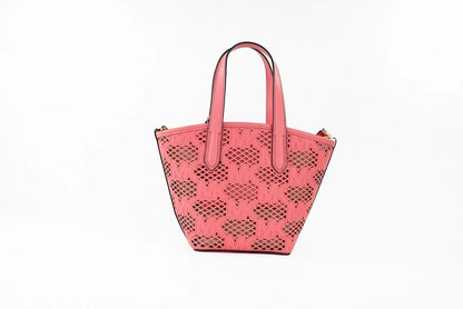 Small Crossbody Messenger Pouch Handbag by Michael Kors for women in faux leather gold, rose & patterned features a ornamental silhouette, showcasing a secure zipper, ample removable-pouch, and ornamental crossbody-strap, adjustable-strap, detachable-strap & handle for a sophisticated look.