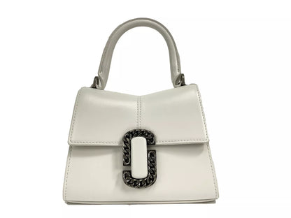 Marc Jacobs The St Mini Leather Crossbody Satchel Handbag - Silver White