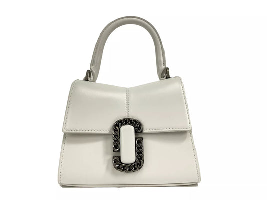 Marc Jacobs The St Mini Leather Crossbody Satchel Handbag - Silver White