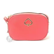 Small Travel Camera Crossbody Handbag by Kate Spade for women in pebbled leather beige, gold & pink features an versatile silhouette, showcasing a secure zipper and versatile with versatile crossbody-strap & adjustable-strap for a versatile finish.