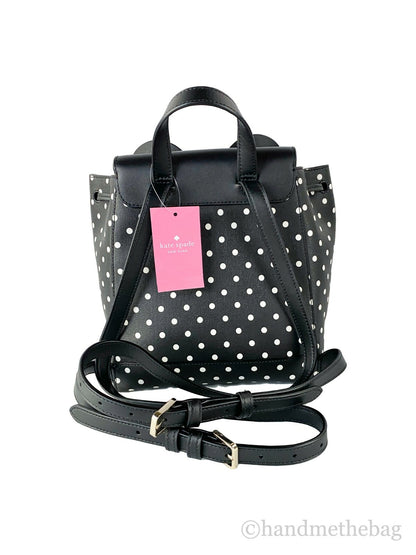 Medium Drawstring Backpack by Kate Spade for women in leather black, gold, silver & patterned presents a stately Disney Minnie Mouse X Leather Medium Drawstring Backpack design, showcasing a secure snap, flap, drawstring & magnetic with ample and versatile crossbody-strap & backpack-strap for a stately finish.