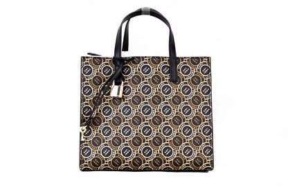 Mini Crossbody Travel Tote Handbag by Marc Jacobs for women in faux patent leather black, gold, orange & print features a exquisite silhouette, showcasing a secure zipper and exquisite with versatile crossbody-strap, adjustable-strap, detachable-strap & handle for a exquisite finish.