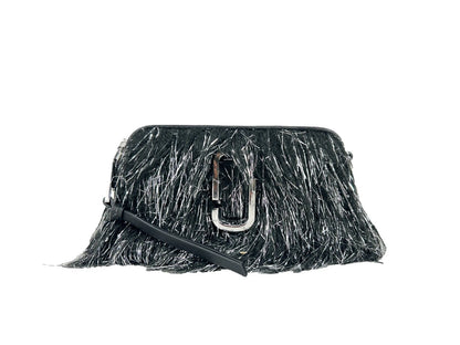 Small 2-in-1 Shoulder & Crossbody Travel Handbag by Marc Jacobs for women in leather & fur black & silver features a multifaceted silhouette, showcasing a secure zipper & magnetic and multifaceted with versatile crossbody-strap, shoulder-strap, adjustable-strap & detachable-strap for multifaceted style.