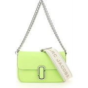Small 2-in-1 Shoulder & Crossbody Travel Bag by Marc Jacobs for women in cotton polyester canvas green & silver showcases a statuesque silhouette, artfully detailed with a secure magnetic, organized , and versatile crossbody-strap, shoulder-strap, adjustable-strap & detachable-strap for a statuesque look.