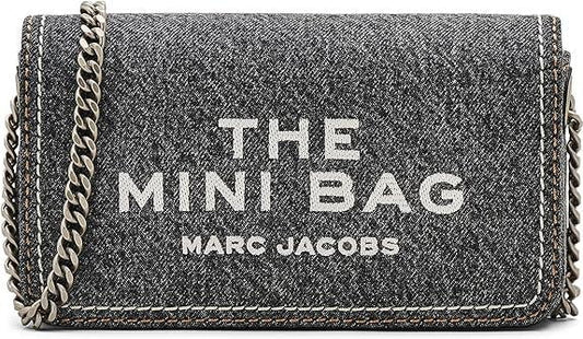Mini Crossbody Handbag by Marc Jacobs for women in stretch denim & viscose black & silver presents a ornamental silhouette, showcasing a secure magnetic, ample , and versatile crossbody-strap for a ornamental finish.
