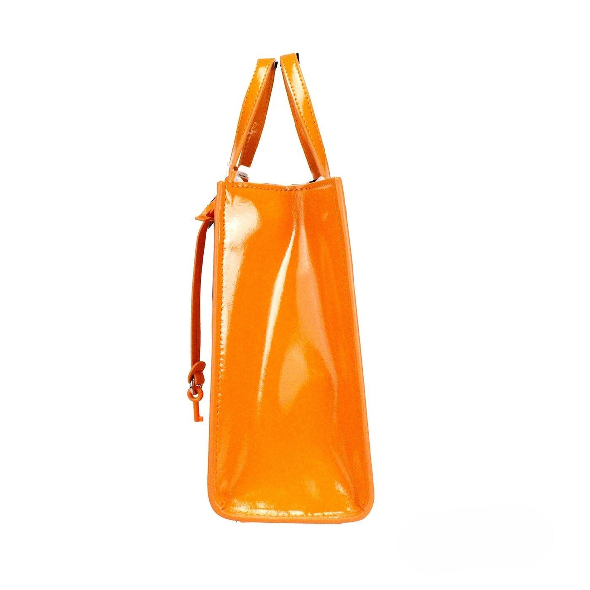 Marc Jacobs Mini Grind Raffia & Leather Crossbody Tote Handbag - Orange Silver