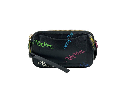 This Small Crossbody Travel Handbag by Marc Jacobs for women in cotton polyester canvas and black, gold & rainbow presents a sculptural silhouette featuring a secure zipper, ample , and versatile crossbody-strap, shoulder-strap, adjustable-strap & detachable-strap for a sculptural finish.