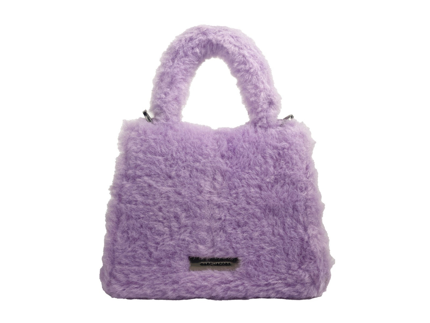 Mini Crossbody Travel Satchel Handbag by Marc Jacobs for women in faux leather lilac & silver features an multi-faceted design with a secure magnetic, ample cardholder, and versatile crossbody-strap, handle, adjustable-strap & detachable-strap for a multi-faceted finish.