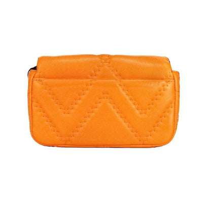 Mini Quilted 2-in-1 Shoulder & Crossbody Evening Bag by Marc Jacobs for women in leather orange & silver features a stately silhouette, showcasing a secure zipper & magnetic, ample cardholder, and stately crossbody-strap, shoulder-strap, adjustable-strap & detachable-strap for a stately finish.