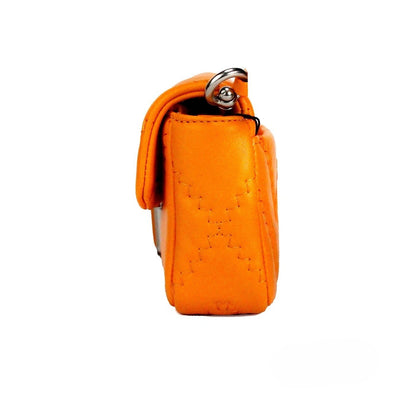 Mini Quilted 2-in-1 Shoulder & Crossbody Evening Bag by Marc Jacobs for women in leather orange & silver features a effortless sophistication silhouette, secured by a zipper & magnetic with ample cardholder and versatile crossbody-strap, shoulder-strap, adjustable-strap & detachable-strap for a effortless sophistication finish.