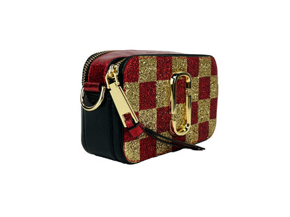Small Crossbody Handbag by Marc Jacobs for women in canvas & leather gold features a ornamental silhouette, showcasing a secure zipper, ample , and ornamental crossbody-strap & adjustable-strap for a sophisticated look.