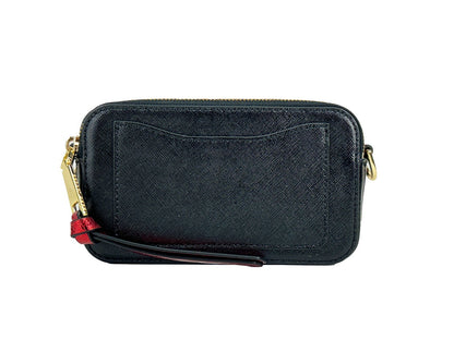 Small Crossbody Handbag by Marc Jacobs for women in canvas & leather gold features a signature silhouette, showcasing a secure zipper and signature with versatile crossbody-strap & adjustable-strap for a sophisticated look.