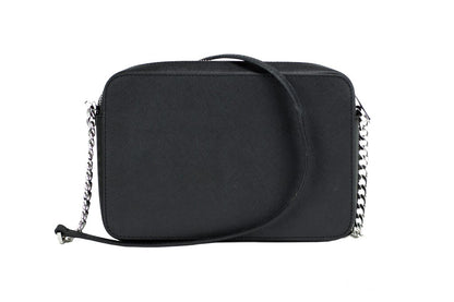 Large East West Crossbody Handbag by Michael Kors for women in leather & rubber black & silver showcases a versatile sophistication silhouette, featuring a secure zipper, versatile sophistication , and versatile crossbody-strap & adjustable-strap for a versatile sophistication finish.