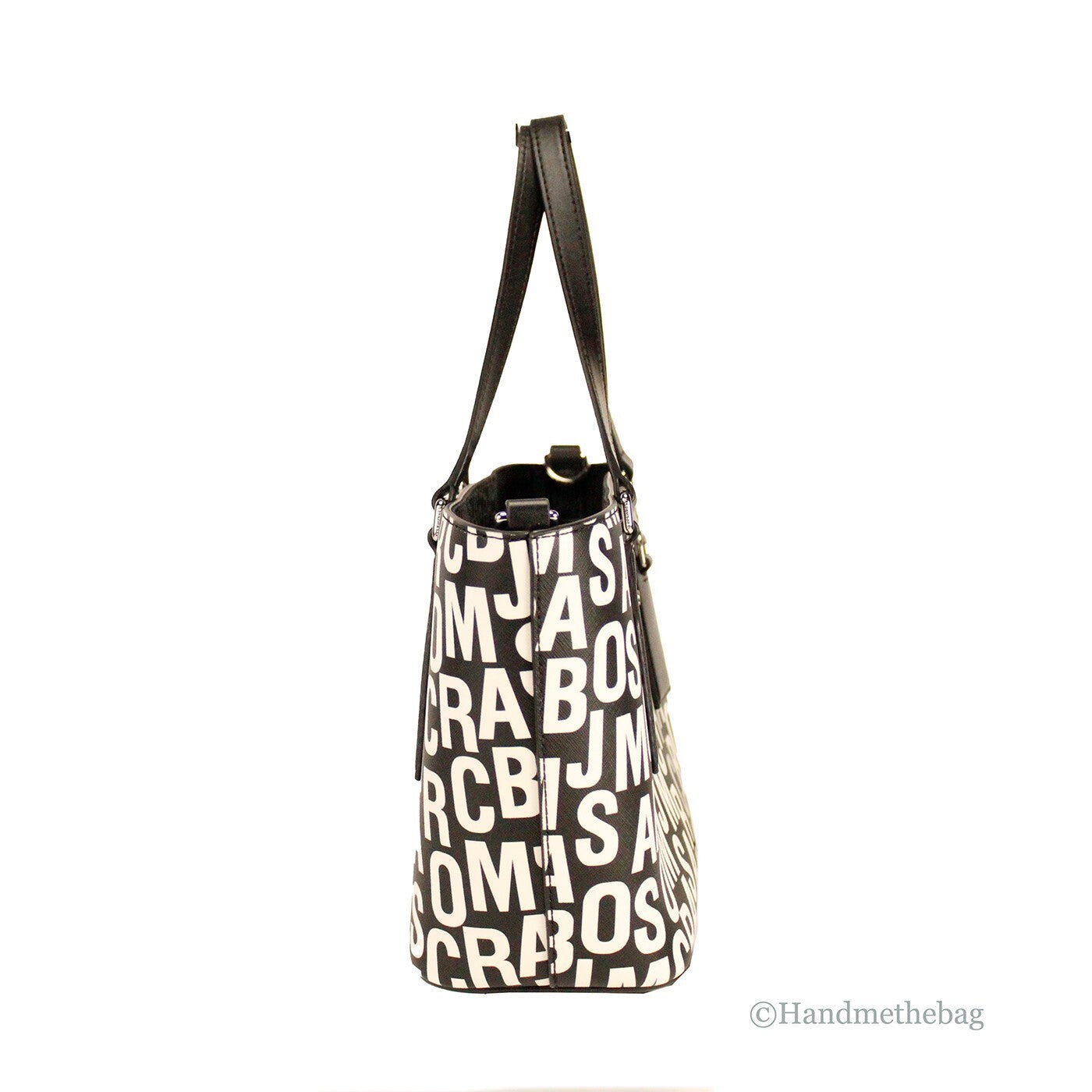 Small Crossbody Travel Tote Handbag by Marc Jacobs for women in leather & rubber black, silver, white, patterned, monogram & print showcases a versatile sophistication silhouette, featuring a secure zipper, versatile sophistication , and versatile crossbody-strap, adjustable-strap, detachable-strap & handle for a versatile sophistication finish.