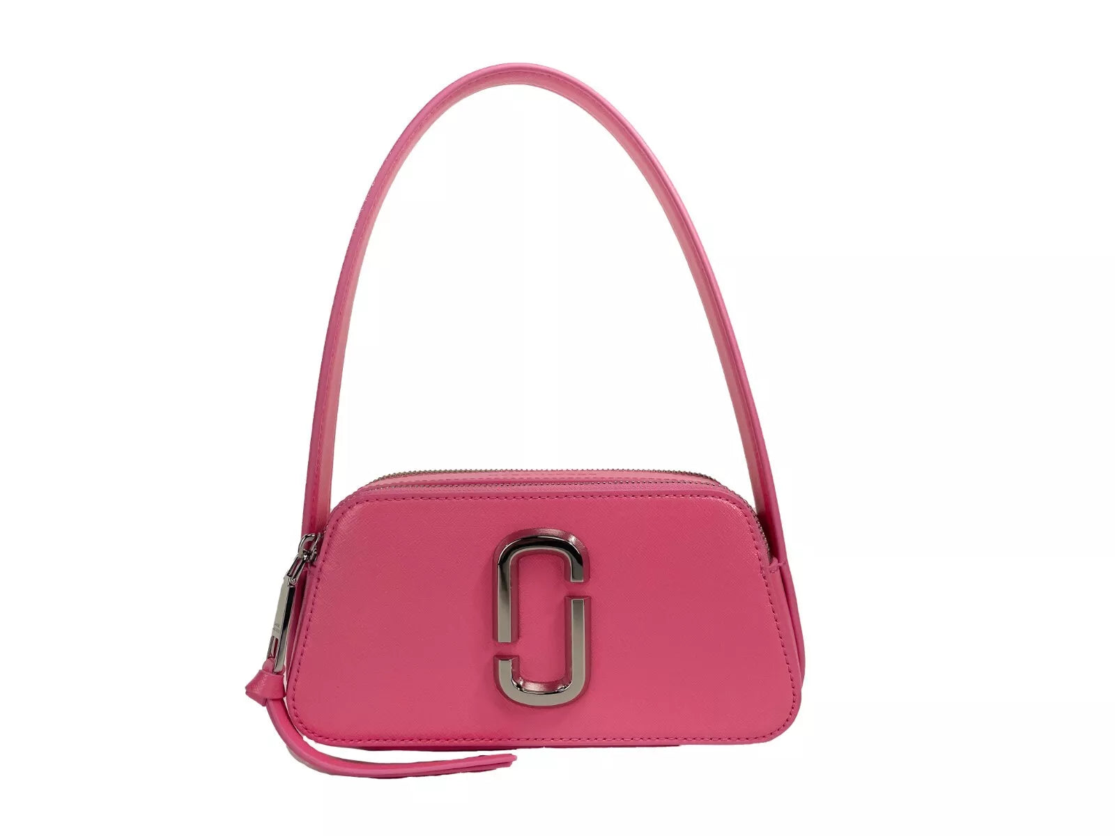 Small Travel Shoulder Bag by Marc Jacobs for women in leather blue, pink, silver & signature presents a statuesque silhouette, showcasing a secure zipper and statuesque with versatile shoulder-strap & adjustable-strap for a sophisticated look.