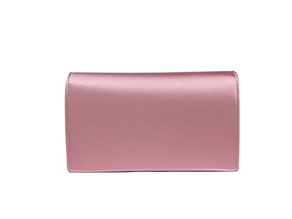 Mini Crossbody Flap Handbag by Versace for women in leather & crystal gold & pink features a transformative elegance silhouette, showcasing a secure flap & magnetic, organized , and versatile crossbody-strap & detachable-strap for a transformative elegance look.