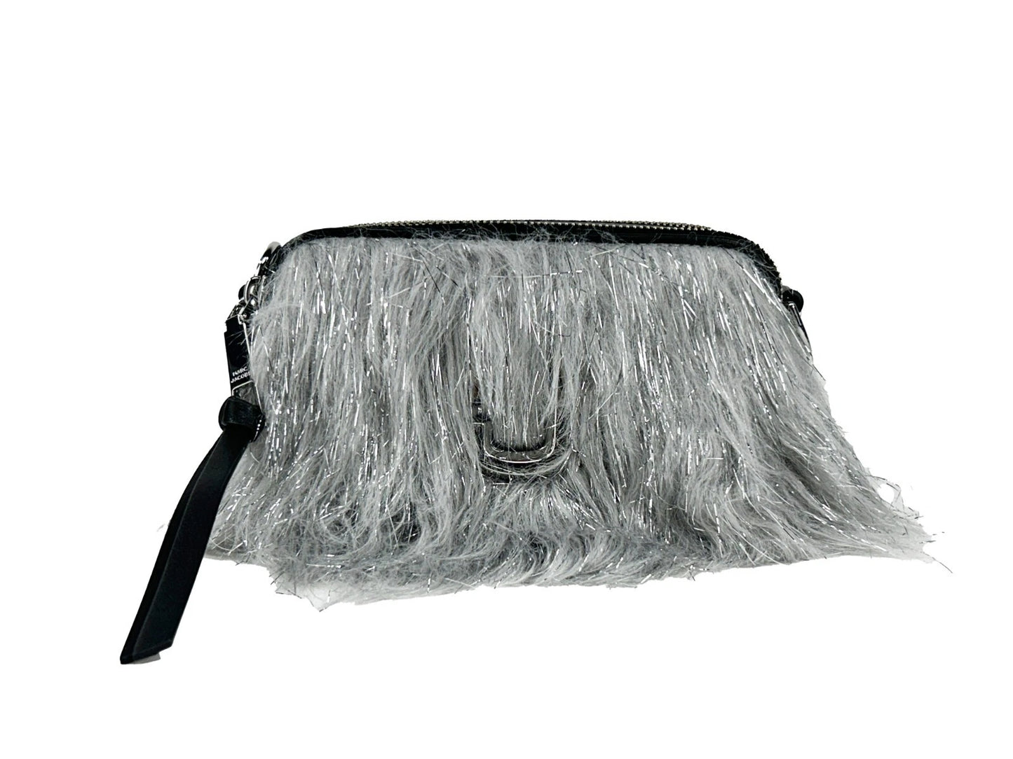 Small Crossbody Handbag by Marc Jacobs for women in leather & fur black & silver features a transformative elegance silhouette, showcasing a secure zipper, organized , and versatile crossbody-strap, adjustable-strap & detachable-strap for a transformative elegance look.