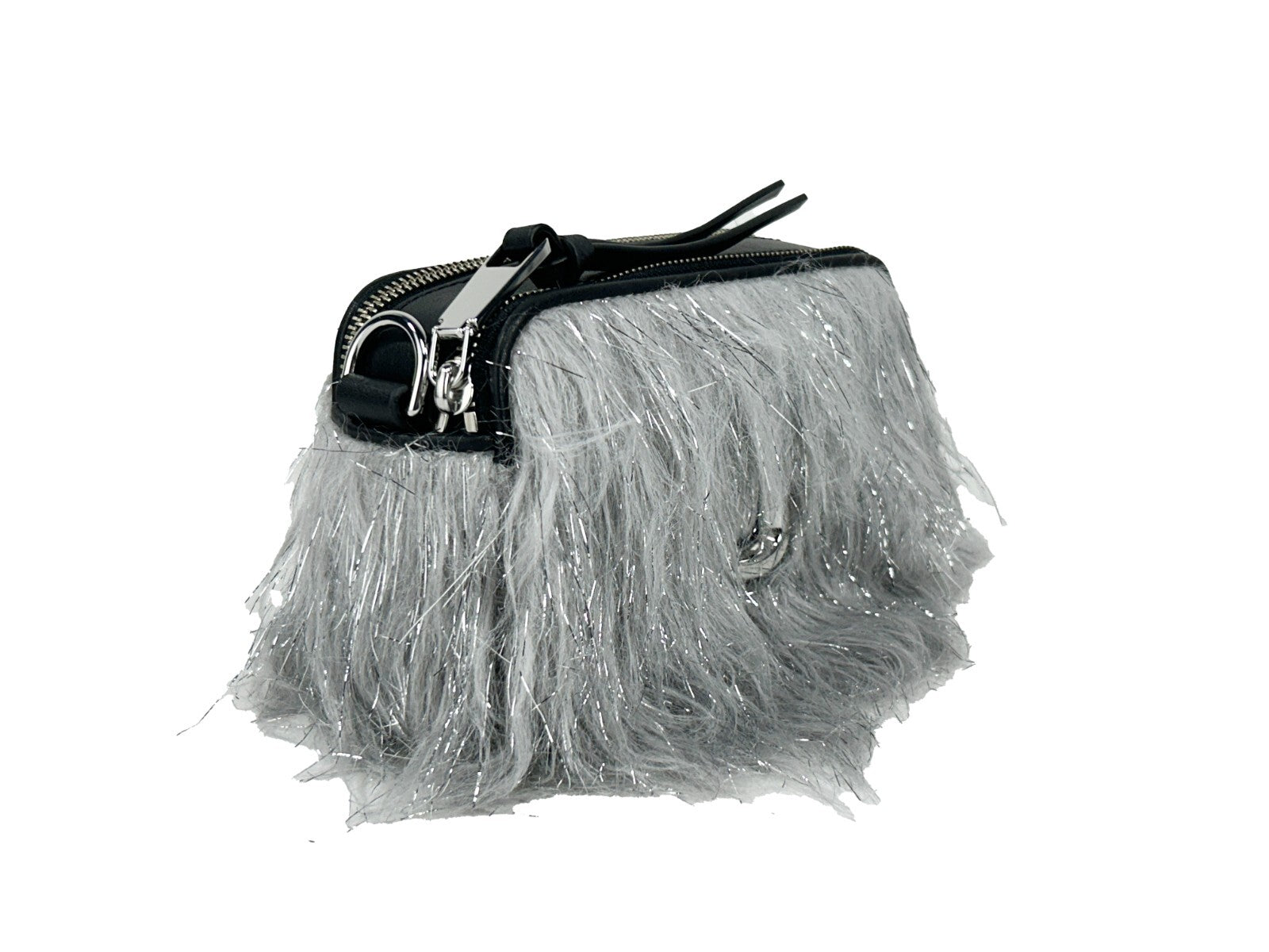 Small Crossbody Handbag by Marc Jacobs for women in leather & fur black & silver features an versatile silhouette, showcasing a secure zipper and versatile with versatile crossbody-strap, adjustable-strap & detachable-strap for a versatile finish.