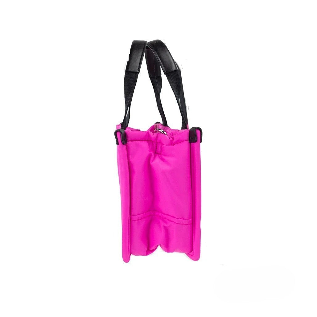Small Evening Tote Bag by Marc Jacobs for women in nylon fabric fuchsia & silver features a jet-set Nylon Fabric Small Evening Tote Bag design, complete with a secure zipper, ample , and versatile handle for a jet-set look.