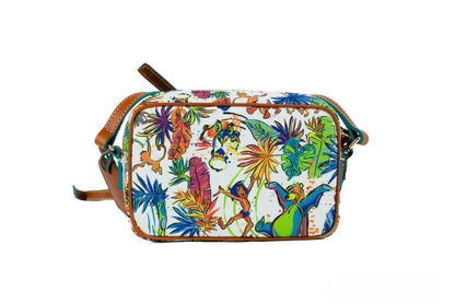 Small Crossbody Handbag by Dooney & Bourke for women in cotton polyester canvas blue & gold features a ornamental silhouette, showcasing a secure zipper, ample , and ornamental crossbody-strap, shoulder-strap & adjustable-strap for a sophisticated look.